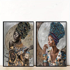 2pcs African Girl Graffiti Art Poster Abstract Woman Canvas Paintings
