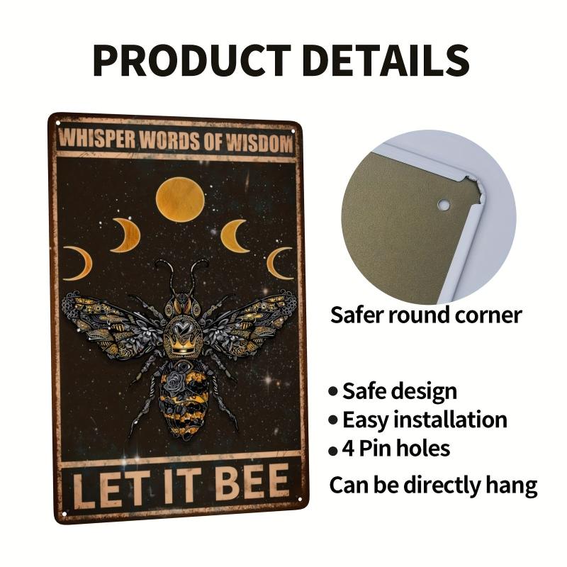 Bee Metal Tin Sign Let It Bee Decor For Home Bedroom Bathroom Bar D