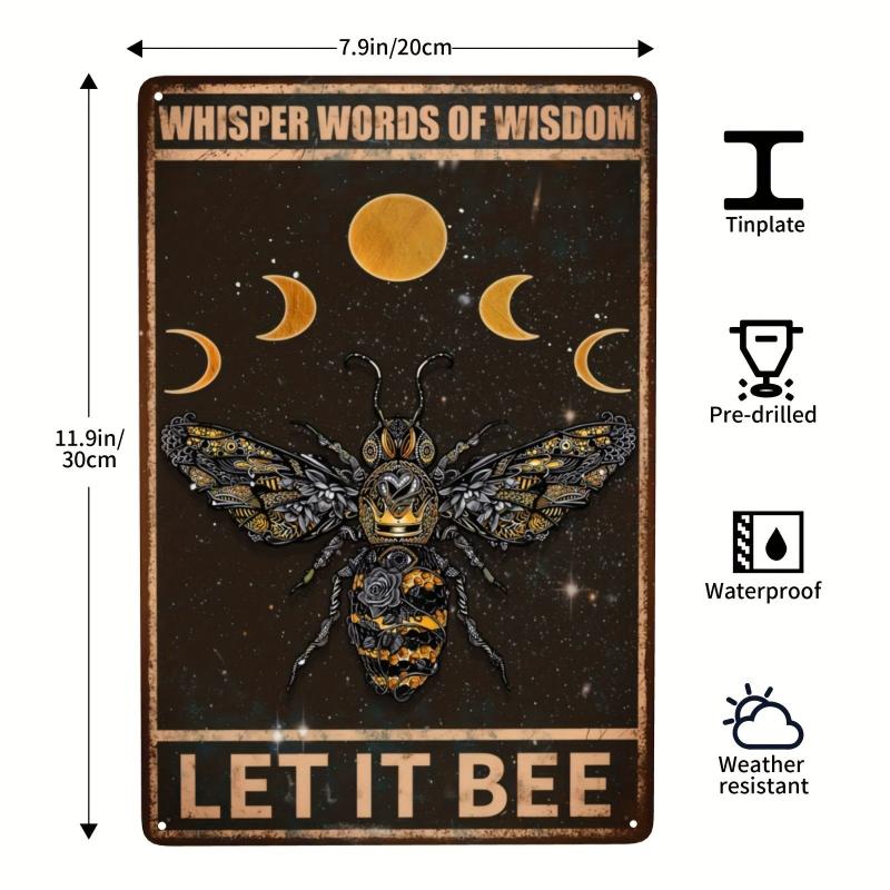 Bee Metal Tin Sign Let It Bee Decor For Home Bedroom Bathroom Bar D