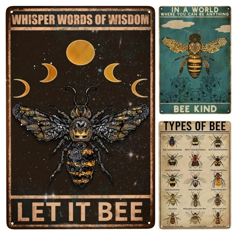 Bee Metal Tin Sign Let It Bee Decor For Home Bedroom Bathroom Bar D