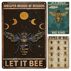 Bee Metal Tin Sign Let It Bee Decor For Home Bedroom Bathroom Bar D