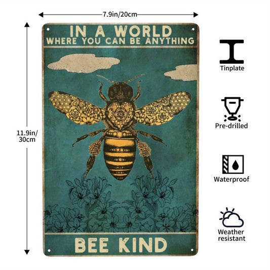 Bee Metal Tin Sign Let It Bee Decor For Home Bedroom Bathroom Bar D