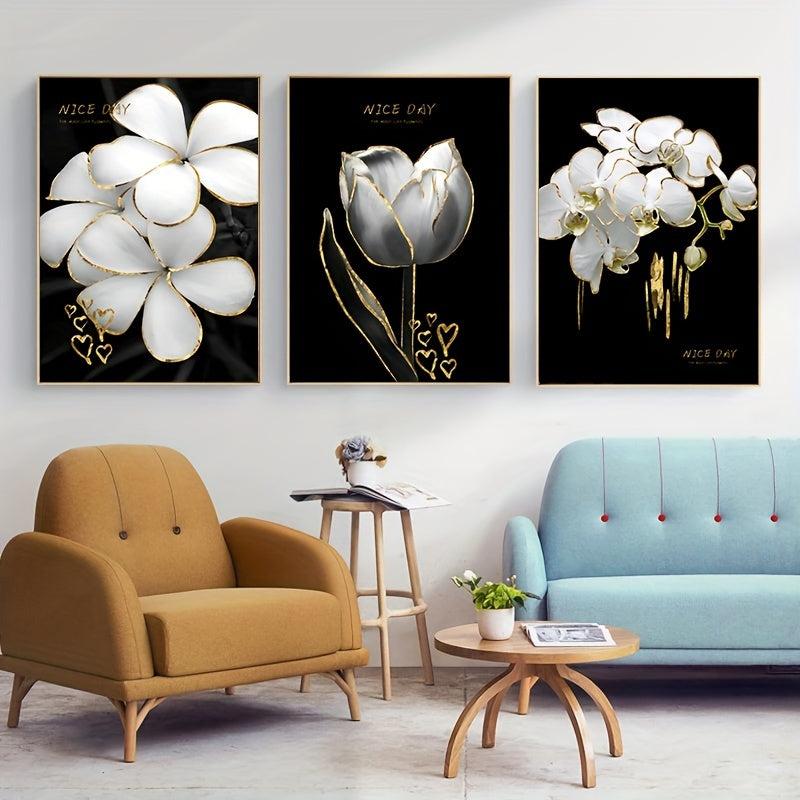 3pcs Flower Canvas Painting Prints Wall Decor Art Pictures No Frame