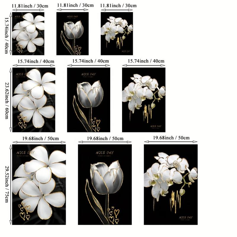 3pcs Flower Canvas Painting Prints Wall Decor Art Pictures No Frame
