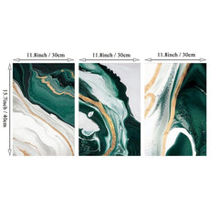 3pcs Green Marble Canvas Painting Wall Art Modern Abstract Poster