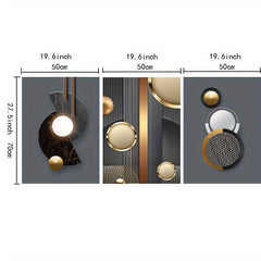 3pcs Abstract Geometry Canvas Paintings Golden Circle Wall Art