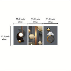 3pcs Abstract Geometry Canvas Paintings Golden Circle Wall Art