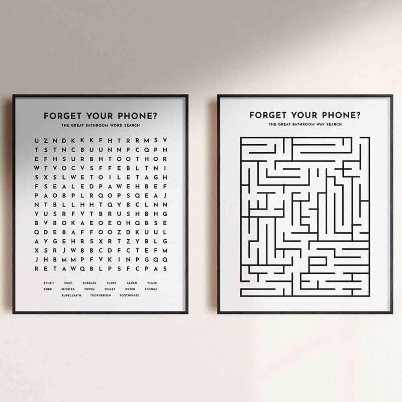 2pcs Funny Bathroom Word Poster Nordic Canvas Print Home Decor