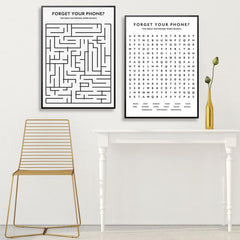 2pcs Funny Bathroom Word Poster Nordic Canvas Print Home Decor