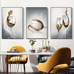 Modern Frameless Wineglass Wall Poster Canvas Print for Dining Room Decor
