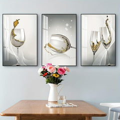 Modern Frameless Wineglass Wall Poster Canvas Print for Dining Room Decor