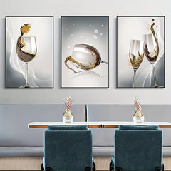 Modern Frameless Wineglass Wall Poster Canvas Print for Dining Room Decor