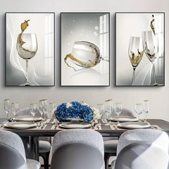 Modern Frameless Wineglass Wall Poster Canvas Print for Dining Room Decor