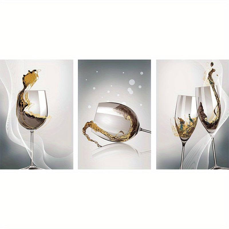 Modern Frameless Wineglass Wall Poster Canvas Print for Dining Room Decor