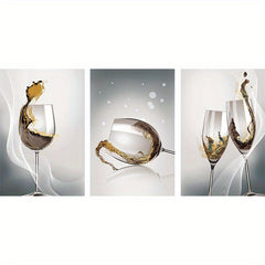 Modern Frameless Wineglass Wall Poster Canvas Print for Dining Room Decor