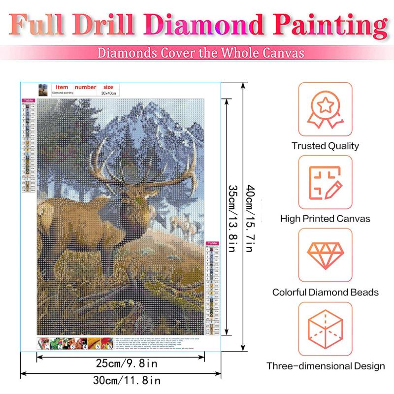 Elk Diamond Painting Kit for Adults - DIY Full Drill with Gem Crystal