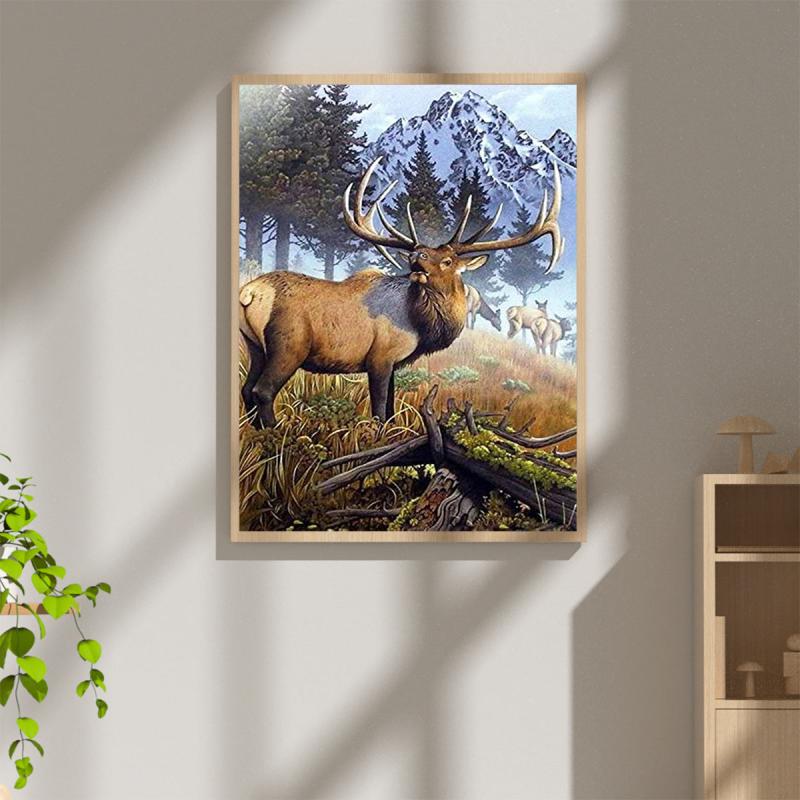 Elk Diamond Painting Kit for Adults - DIY Full Drill with Gem Crystal