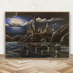 Abstract Canvas Painting Anime Night Castle Character Poster Wall Art