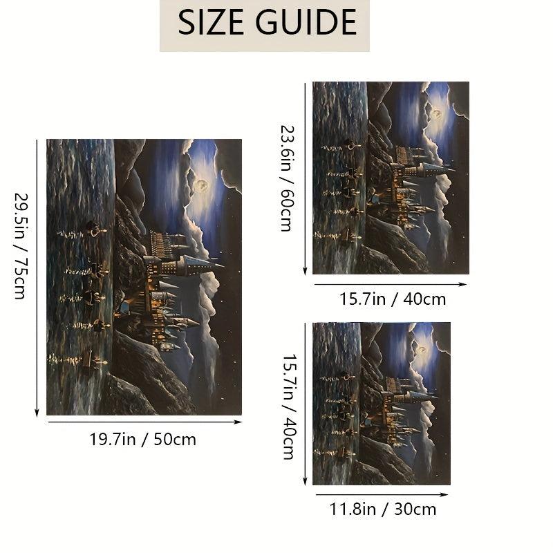 Abstract Canvas Painting Anime Night Castle Character Poster Wall Art