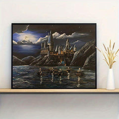 Abstract Canvas Painting Anime Night Castle Character Poster Wall Art