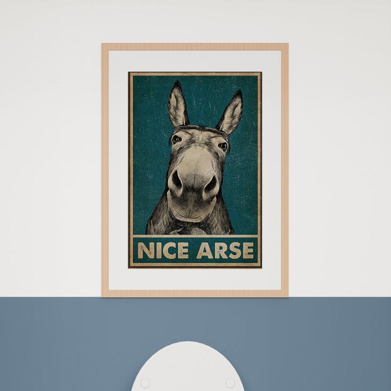 Funny Donkey Poster Modern Bathroom Wall Art No Framed