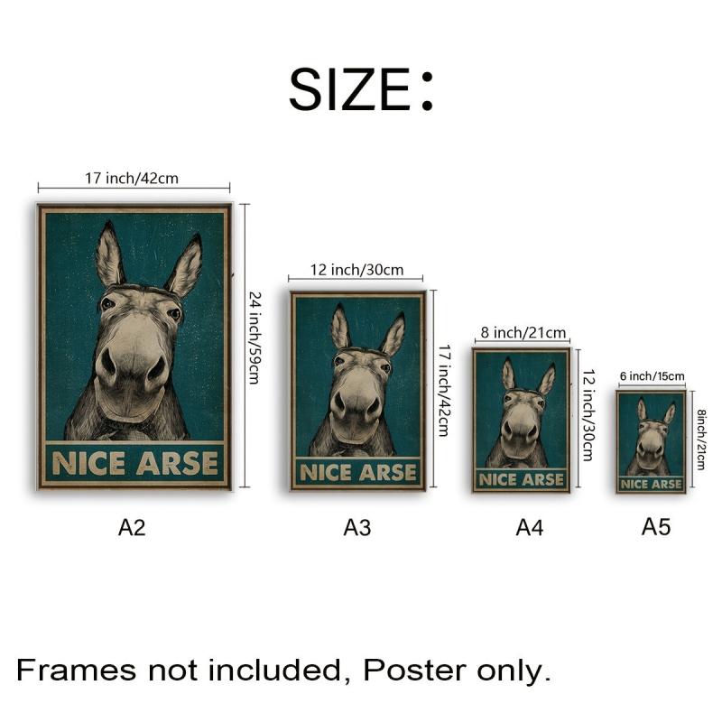Funny Donkey Poster Modern Bathroom Wall Art No Framed