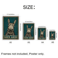 Funny Donkey Poster Modern Bathroom Wall Art No Framed