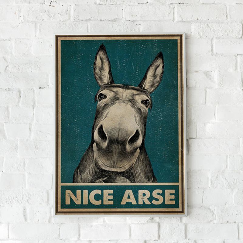 Funny Donkey Poster Modern Bathroom Wall Art No Framed