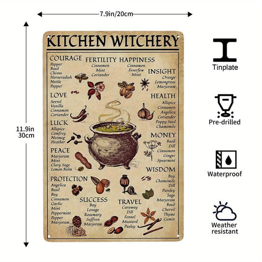 Vintage Spice & Cooking Herbs Tin Sign Metal Wall Decor for Home Office
