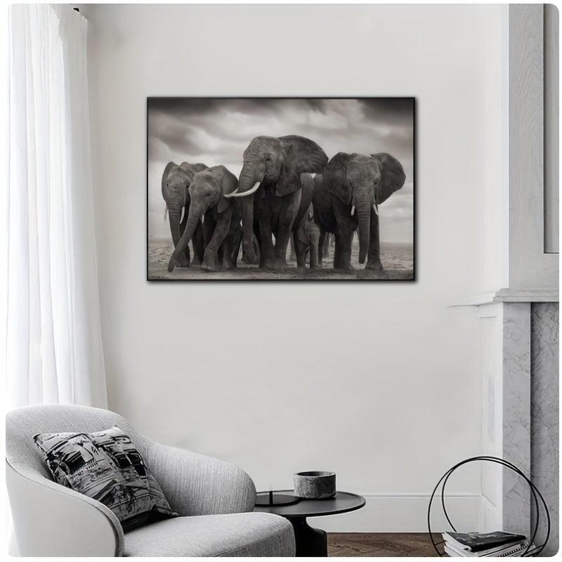 African Elephant Canvas Painting Wildlife Poster