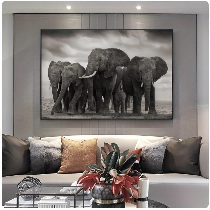 African Elephant Canvas Painting Wildlife Poster