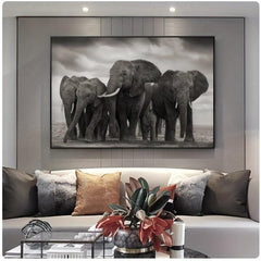African Elephant Canvas Painting Wildlife Poster