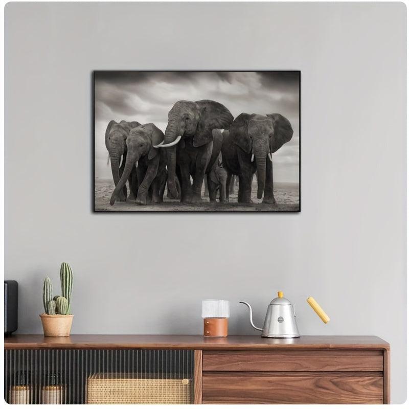 African Elephant Canvas Painting Wildlife Poster