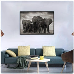 African Elephant Canvas Painting Wildlife Poster