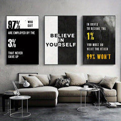 3pcs Alphabet Inspirational Canvas Paintings Motivational Quotes Poster
