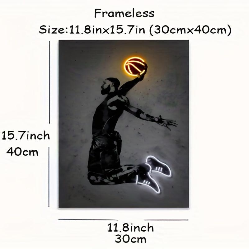 Basketball Shoes Neon Canvas Painting Abstract Wall Picture