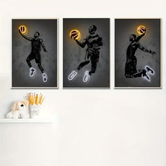 Basketball Shoes Neon Canvas Painting Abstract Wall Picture