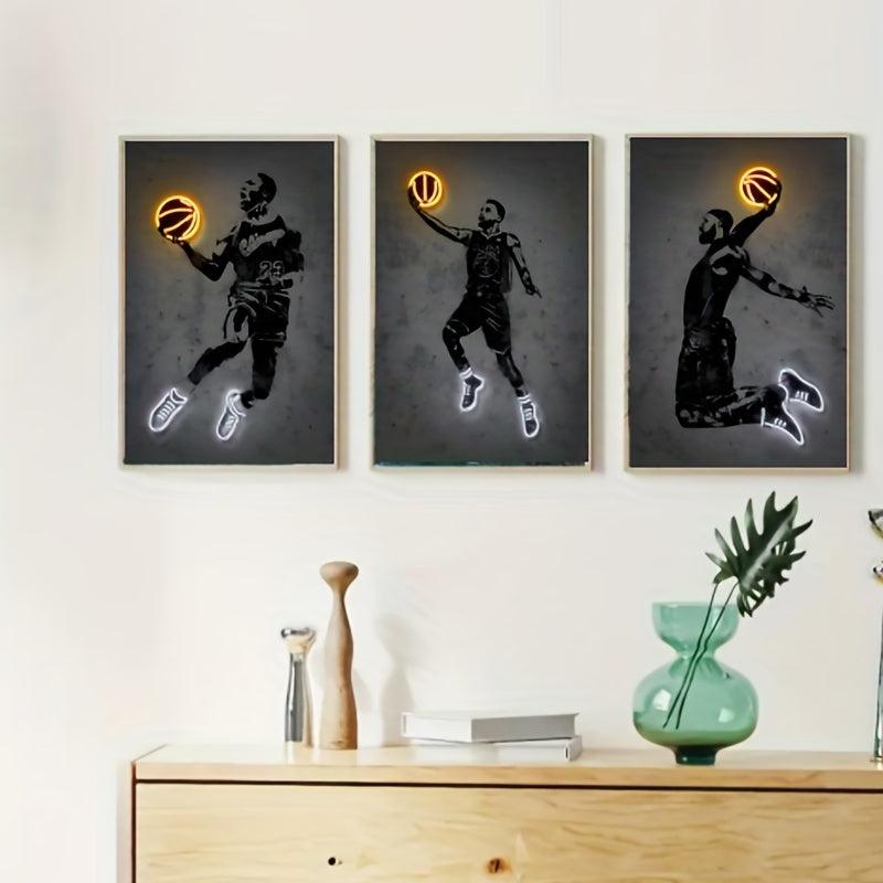 Basketball Shoes Neon Canvas Painting Abstract Wall Picture