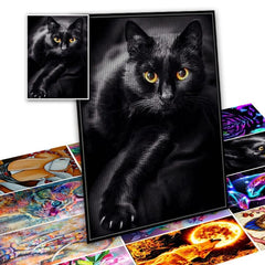 Cat Diamond Painting Kit Rhinestone Art Animal Halloween Decor