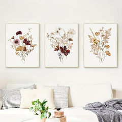 Boho Wildflower Watercolor Botanical Posters Set