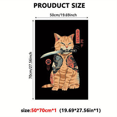 Canvas Print Cat Samurai Style Home Decoration Painting Artwork