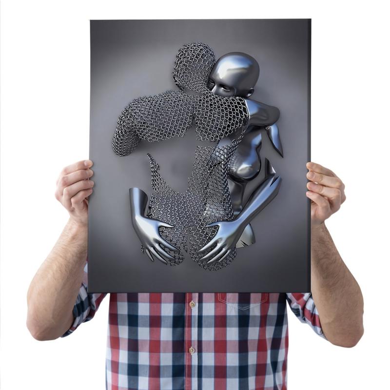 3pcs Iron Men Embracing Abstract Art Office Wall Decor 30x39cm