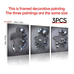 3pcs Iron Men Embracing Abstract Art Office Wall Decor 30x39cm