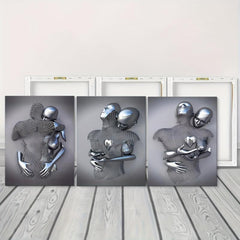3pcs Iron Men Embracing Abstract Art Office Wall Decor 30x39cm