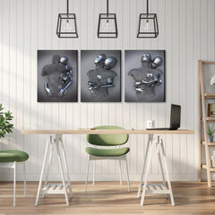 3pcs Iron Men Embracing Abstract Art Office Wall Decor 30x39cm