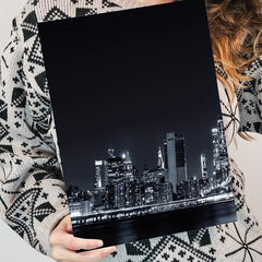 3pcs Modern Style Painting City Night View Framed Artistic Canvas Printing