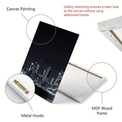3pcs Modern Style Painting City Night View Framed Artistic Canvas Printing