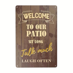 Vintage Camping Tin Sign Happy Ours Always Welcome Life Better Around Camp Fire