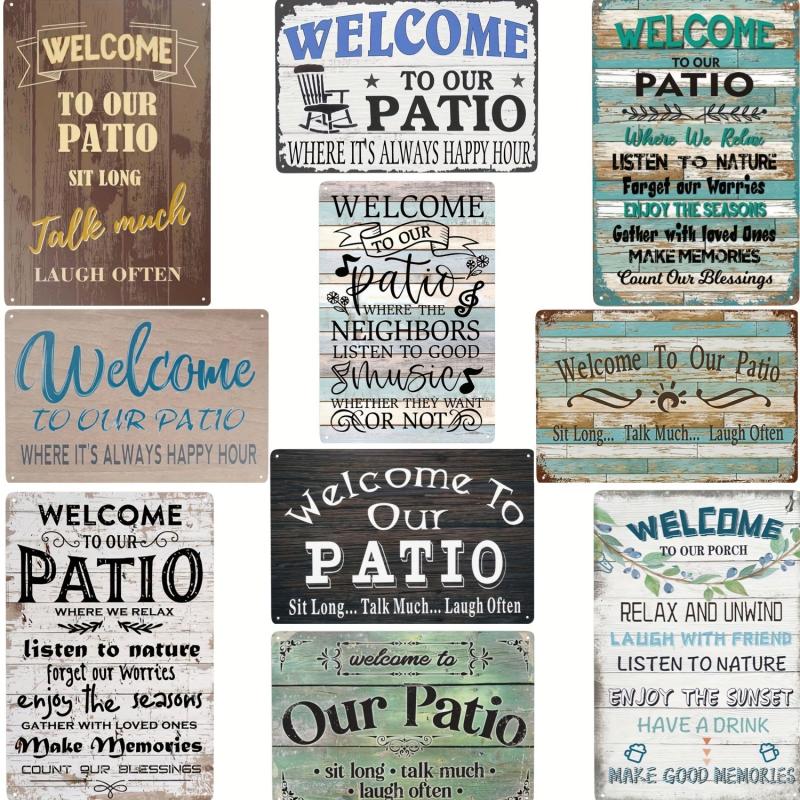 Vintage Camping Tin Sign Happy Ours Always Welcome Life Better Around Camp Fire