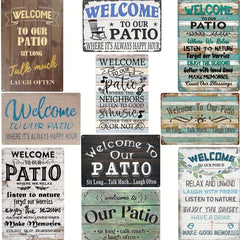 Vintage Camping Tin Sign Happy Ours Always Welcome Life Better Around Camp Fire